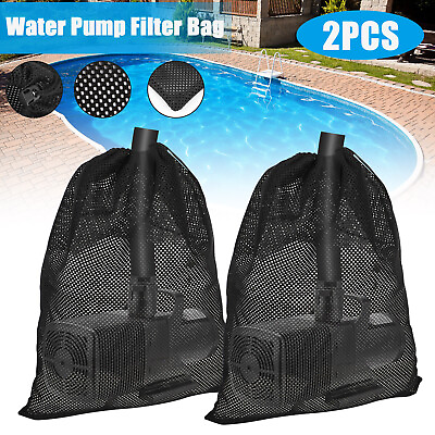 #ad 2Pcs Water Pump Filter Net Tear Resistant Drawstring Pond Pump Barrier Mesh Bag