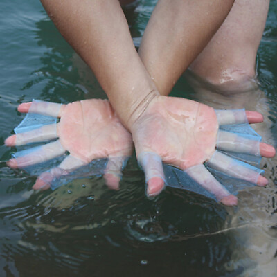 #ad 2PCS Aqua Swimming Webbed Gloves Silicone Surfing Swim Aid Paddle Gloves