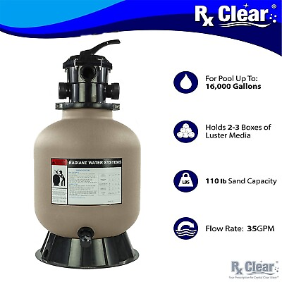 #ad #ad Rx Clear Radiant 16quot; Inch Above Ground Swimming Pool Sand Filter w 6 Way Valve