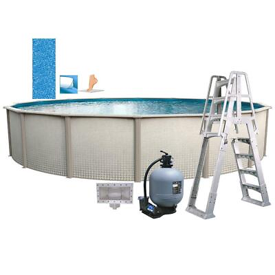 Freestyle 24#x27; x 52quot; Round Above Ground Pool Package Wilbar PFRS2452LESB