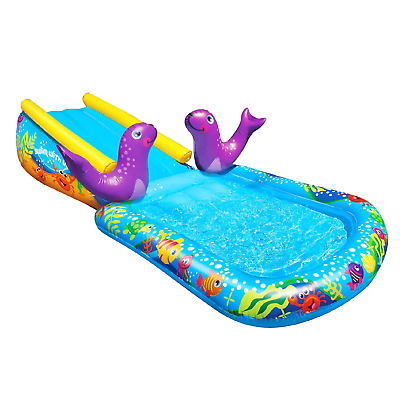 #ad Banzai Inflatable Outdoor My First Water Slide amp; Splash Pool with Seal Sprinkler