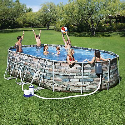 #ad NEW 20#x27; x 12#x27; x 48quot; Power Steel Comfort Jet Oval Above Ground Swimming Pool Set