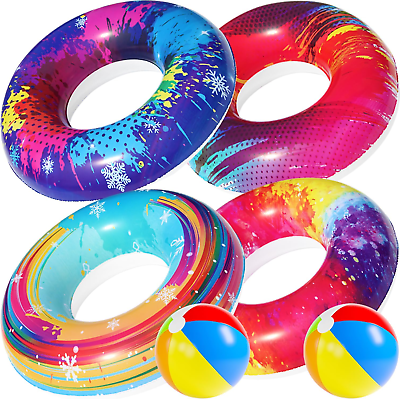 #ad 6 Pack Big Pool Floats Tubes Inflatable Swimming Pool Float Kids Adults Toddlers