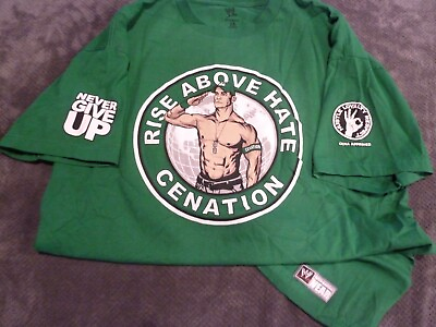 WWE WWF John Cena quot;Rise Above Hatequot; Green T Shirt 2XL