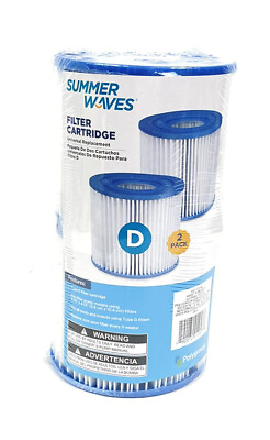 #ad Summer Waves Type D Swimming Pool Pump Filter Cartridge Replacements 2 Pack NEW