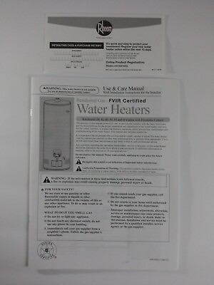 #ad RHEEM Gas Water Heater Installation Instructions Use amp; Care Manual 2015