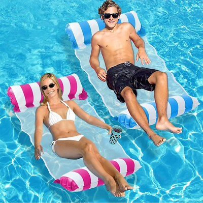 Swimming Pool Floats Inflatable Water Hammock Floating Rafts Lounge Chair 2 Pack