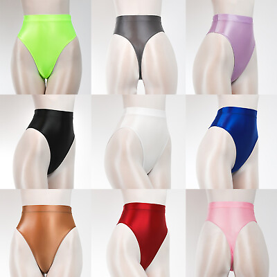Women#x27;s Glossy Swim Briefs Swim Trunks Swimsuit Athletic Swimwear for Swimming