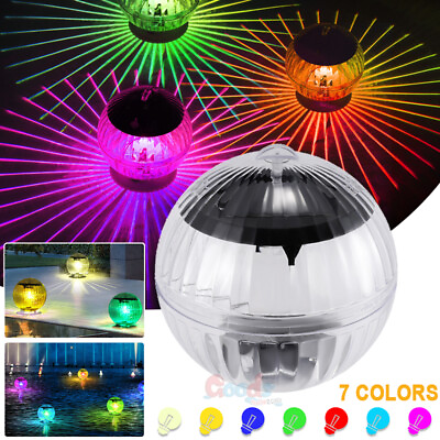 Solar RGB LED Floating Light Colorful Swimming Pool Pond Underwater Outdoor Lamp