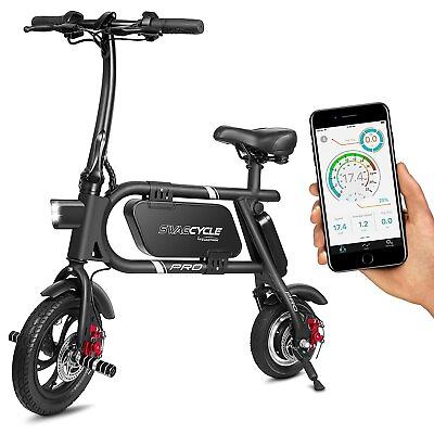 Swagtron Pro Folding Electric Bike 18 Mph 350W Pedal Free amp; App Enabled E Bike