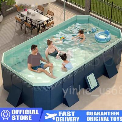 #ad Large Foldable Rectangular Above Ground Swimming Pool Outdoor Adult Kiddie Pool