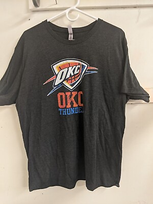 #ad USED Oklahoma City Thunder NBA T shirt Men#x27;s Size XL Black