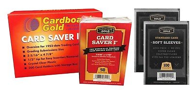 1 BOX 200 CARD SAVER 1 SEMI RIGID CARD HOLDERS PLUS 200 SOFT SLEEVES