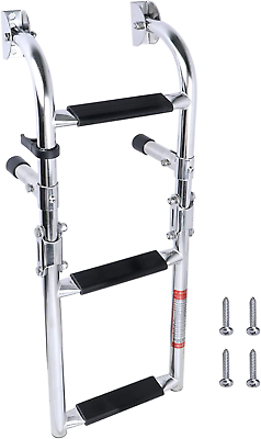 #ad Stainless Steel 3 Step Folding Boat Ladder 21 Steps Portable Swim Ladder for M