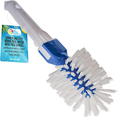 #ad Round Pool Brush with Pole Handle: Strong Nylon Bristles Safe for Vinyl Liners