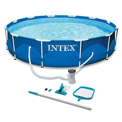 Intex Metal Frame 10#x27; x 30quot; Swimming Pool with Filter Pump and Maintenance Kit
