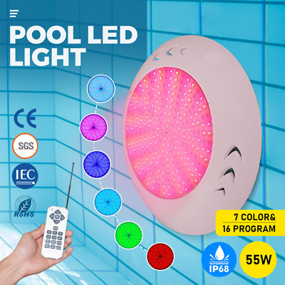 #ad Resin Filled Swimming Pool LED Light 12V 55W RGB Remote Control Memory Function