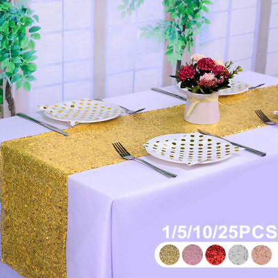 #ad 1 5 10 25pcs Glitter Sequin Table Runner Cover Shinny Wedding Party Decor