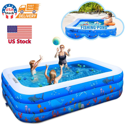 FUNAVO Inflatable Swimming Pools Above Ground Pool Kids Family Outdoor Rectangle