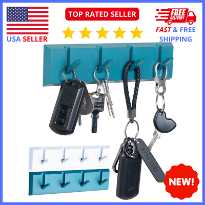 #ad 2x Pack Key Holder for Wall SELF Adhesive Key Hook with 8 Hooks