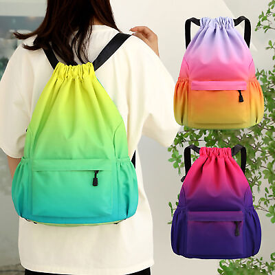 #ad Drawstring Backpack Sports Ball Gradient Basketball Bag For School Gym Swimming