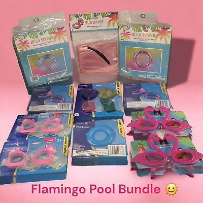 #ad Summer Pool Bundle Flamingo Swim Ring Beach Ball Goggles Novelty Sunglasses