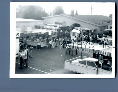 #ad FOUND Bamp;W PHOTO G8053 VIEW FROM ABOVE OF PEOPLE AT CARNIVAL