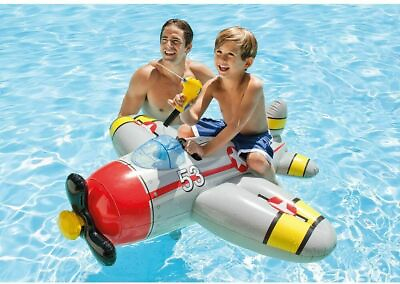 #ad Intex Plane RideOn Kids Swimming Pool Beach Float Raft Squirt Gun Red Mat Fun