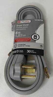 #ad Utilitech 6FT 1.83m 3 Prong Plug 10 3 Gauge 30 AMP Dryer Cord