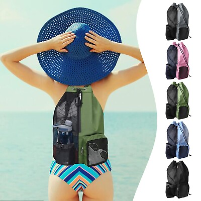 #ad Mesh Swim Backpack With Drawstring Closure And Wet Pocket Perfect For Swimming