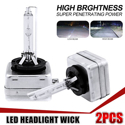 2PCS D1S HID Xenon LED Headlight Kit Bulbs Conversion Replace Light 6000K White