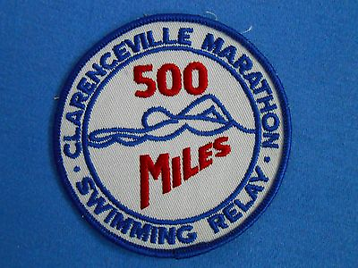 #ad #ad Vintage Clarenceville MARATHON SWIMMING Patch Michigan 500 Mile Relay Detroit