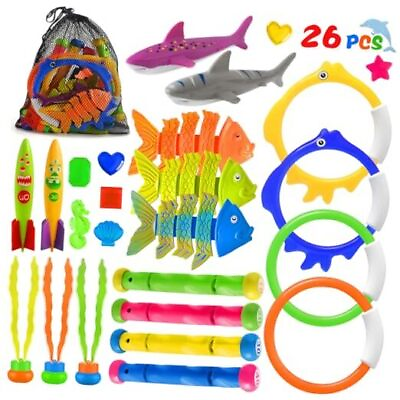 #ad #ad 26 Pcs Diving Pool Toys for Kids Swimming Underwater Pool Toys for Ages 4 8