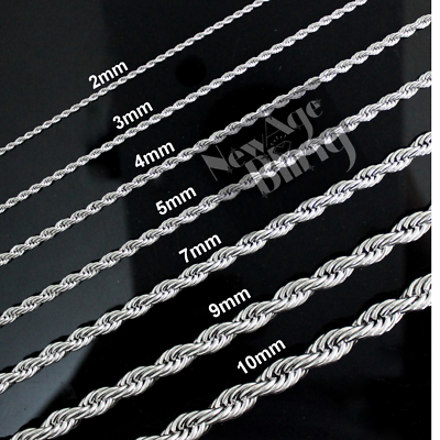 Stainless Steel Rope 316L Chain 7quot; 30quot; Men Women Necklace 2 3 4 5 7 8 9 10mm