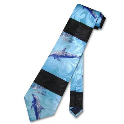 #ad NeckTie Dolphins Swimming Underwater Light Blue Mens Neck Tie NEW