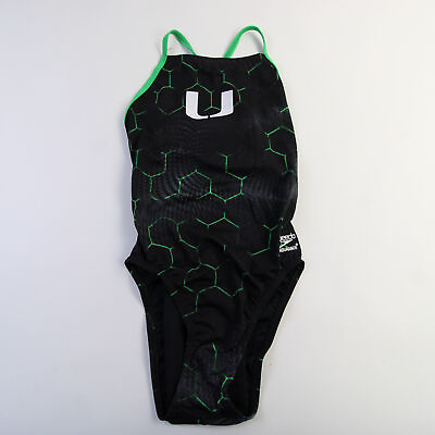 #ad Miami Hurricanes Speedo Swimsuit Women#x27;s Black Green New