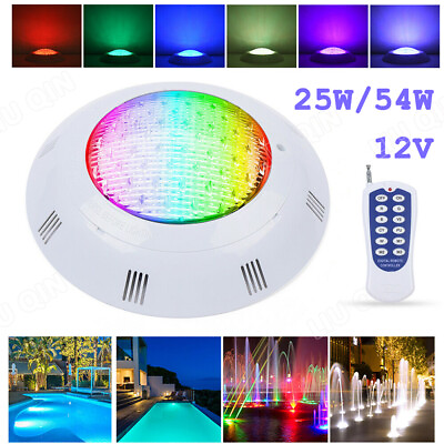 12V Underwater Swimming Pool Lights LED 25W 54W RGB Color Lamp W Remote Control