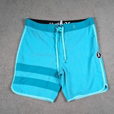 #ad Hurley Phanton Board Shorts Men 33 Teal Green Trim Swim Trunks Beach Summer