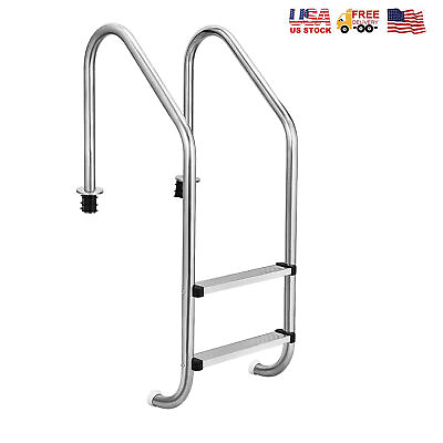 #ad #ad Stainless Steel 2 Step Swimming Pool Ladder In Ground W Anti Slip Step Outdoor