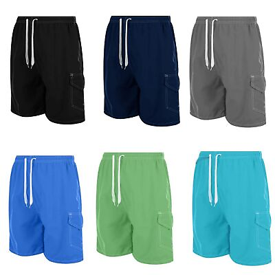 #ad Men Swim Shorts 3 Pockets Swimming Trunks Cargo Beach Suit Board Wear New Colors