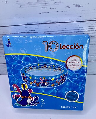 #ad Blue 3 Ring Inflatable Kiddie Swimming Pool Round Age 2 amp; up 48” X 12quot; NEW