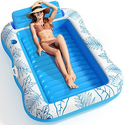 #ad Inflatable Adult Pool Lounger Float Drink Holder XL Floating Swimming Mattress