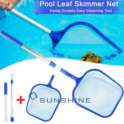 Pool Leaf Skimmer Flat Swimming Mesh Net amp; 21 47quot; Telescopic Pole Rake Spa Tub