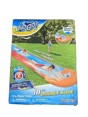 #ad Bestway h2o go 18ft Double Water slide 2 Lanes