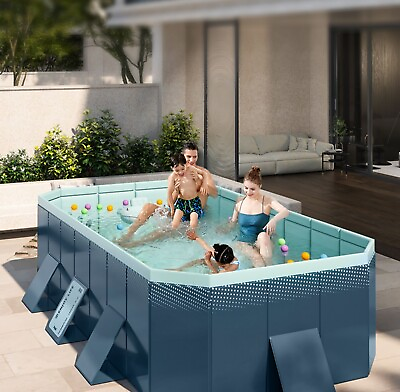 #ad Rectangular Above Ground Outdoor Swimming Pool Foldable Pool Garden Kiddie Pool