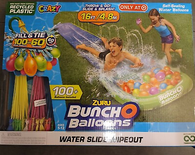 #ad Bunch O Balloons 16ft Water Slide 3 Bunches of Crazy Recycled Balloons 100 Incl