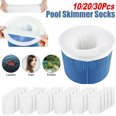 #ad 10 20 30X Pool Skimmer Socks Filter Replacement Savers For Basket Swimming Pool