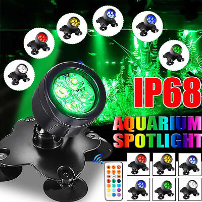 #ad Underwater Lights Waterproof LED RGB Submersible Aquarium Pool Pond Lamp Remote