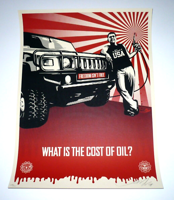 #ad Shepard Fairey print Cost of Oil 2008 MINT and RARE Obey Giant signed of 400