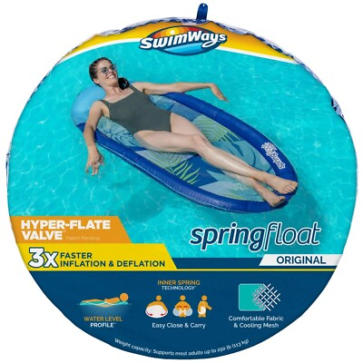 #ad SwimWays Spring Float Inflatable Pool Lounger with Hyper Flate Valve